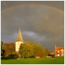 slides/Bosham Church and Rainbow.jpg bosham,harbour,church,seaside,rainbow,panormaic,west,sussex,landscapes,green,trees,colour,intense Bosham Church and Rainbow